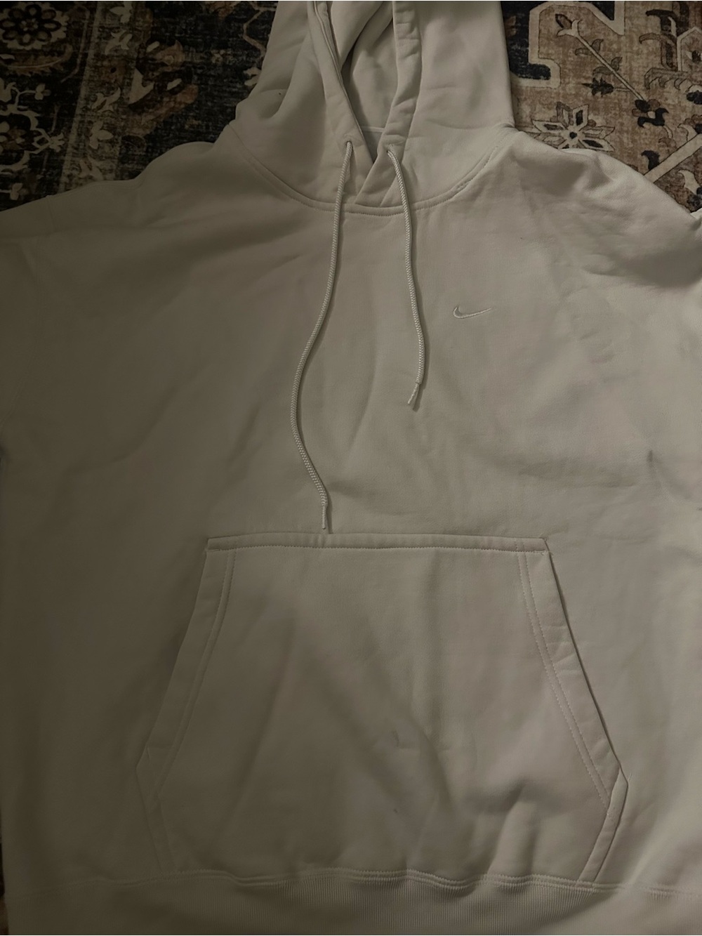 Nike Men's Off-White Pullover Hoodie with Embroidered Swoosh